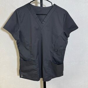 V-Neck Medium Charcoal Medical Scrub Top